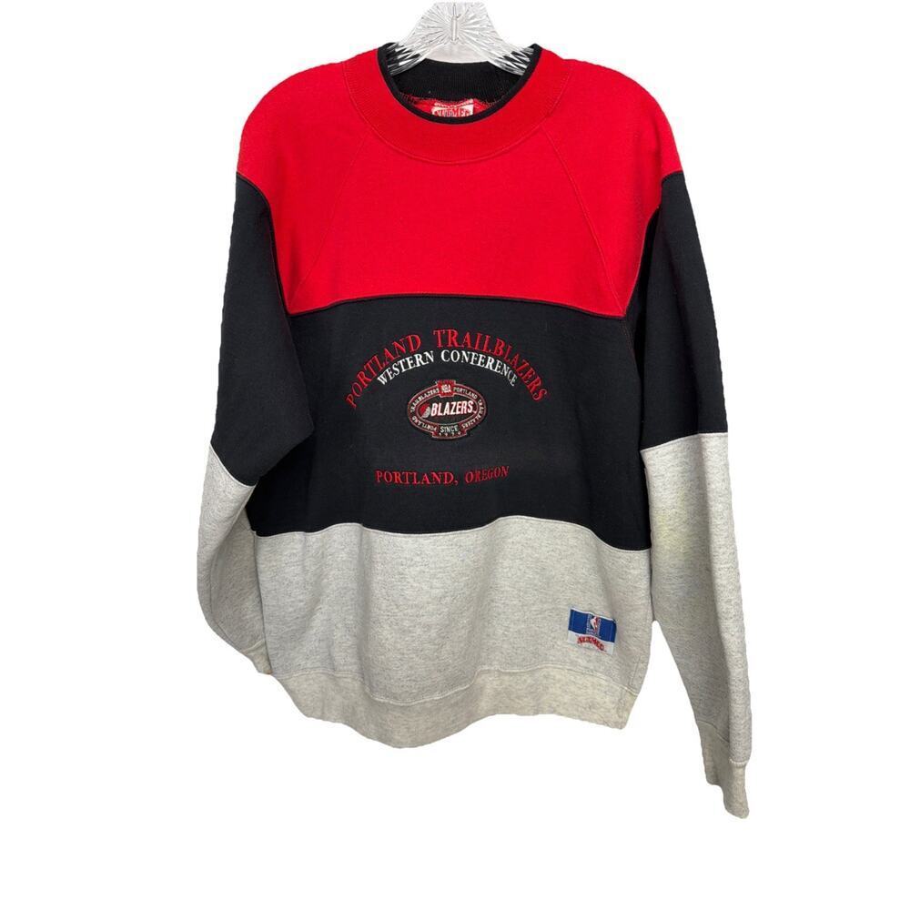 VTG 90s Nutmeg Adult L USA Gray NBA Portland Trail Blazers Pullover Sweatshirt
